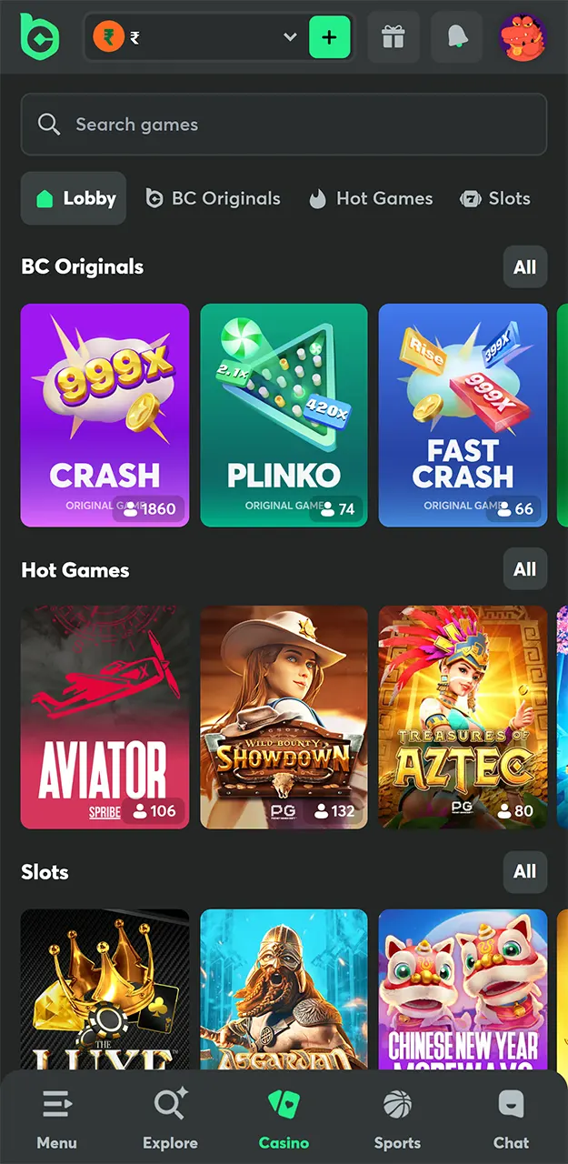 Enter the lobby to play games at Hash Game.