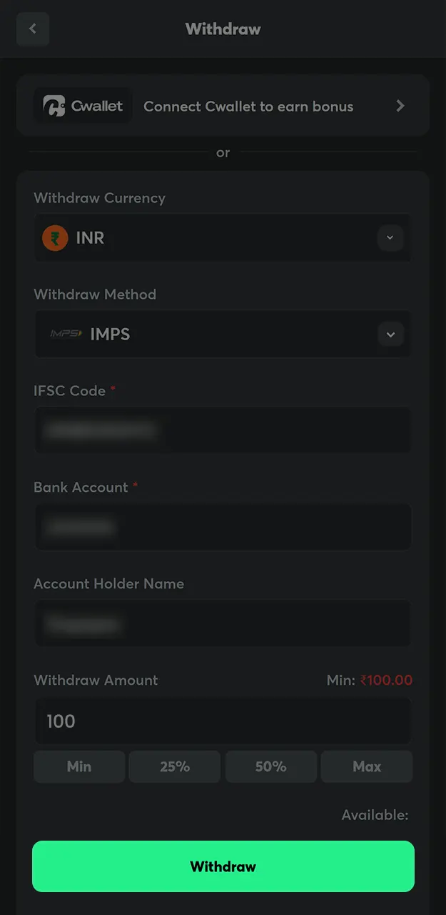 Complete the security check to withdraw funds from BC Game India.